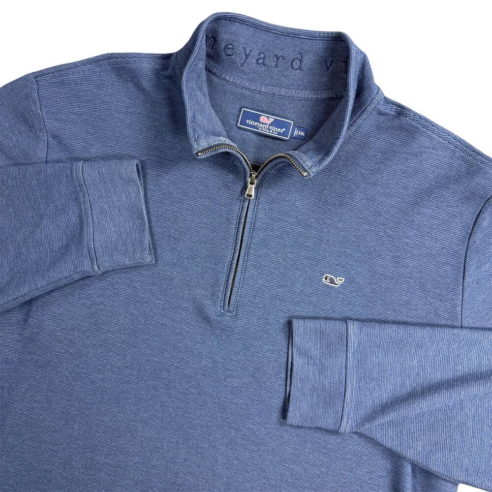 Vineyard Vines Men’s XXL Blue Quarter Zip Pullover Shep & Ian Whale Logo